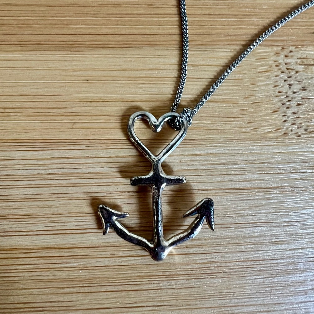 Sterling Silver Heart Anchor Necklace